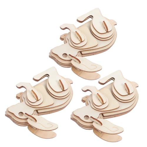 Gatuida 3 Stück DIY Holz Rabbit Puzzle für Einfacher Zusammenbau Malbares Tiermodell für Kreative Familienaktivitäten und Dekoration von Gatuida