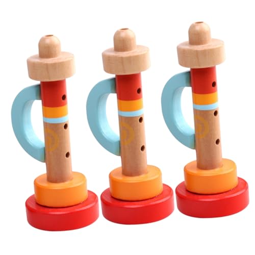 Gatuida 3 Stück Holz Trompete Teiliges Sicheres und Geruchloses Musikspielzeug Leicht Tragbar Detailreich Verarbeitet für Kleine Musizieren von Gatuida