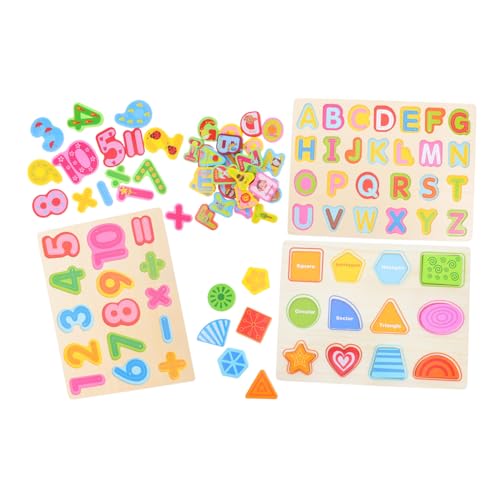 Gatuida 3 Stück Holzpuzzle Lernspielzeug für die frühe Bildung Puzzles mit Zahlentafeln Spiel zum Sortieren von Holz Wiederverwendbare Puzzlebretter zur Alphabeterkennung von Gatuida