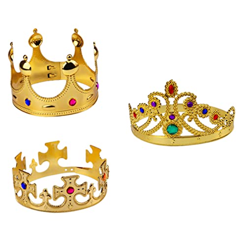Gatuida 3 Stück Krone Stirnband Für Kleinkind Goldkrone Für Led Stirnbänder Geburtstag Prinz Krone Kinderkönigskronen Partykrone Festival Korona Zubehör Golden Abs von Gatuida