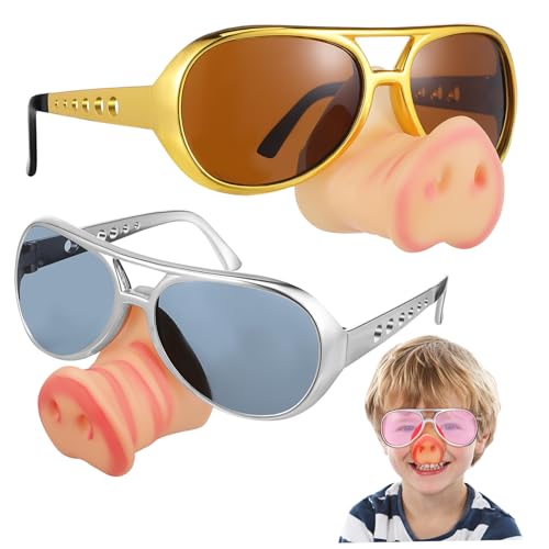 Gatuida 3 Stück Lustige Partybrillen mit Schweinenase Bunte Sonnenbrillen für Kostüm und Themenpartys Witzige Verkleidungsbrillen für Erwachsene Party Accessoire von Gatuida