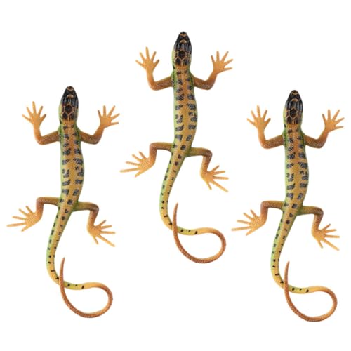 Gatuida 3 Stück Plastik Eidechsen Figuren Teiliges Realistische Reptilien Simulation Deko Wetterfest für Garten Balkon Lernspielzeug zur Kognitiven von Gatuida
