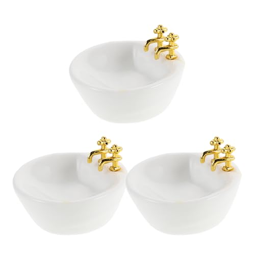 Gatuida 3 Stück Puppenhaus-Handwaschbecken, Badezimmermöbel, Miniatur-Waschbecken in Weiß, Maßstab 1:12, Badezimmerzubehör für Puppenhaus-Dekoration, Weiß Gatuida 3 Stück Puppenhaus-Handwaschbecken, Badezimmermöbel, Miniatur-Waschbecken in Weiß, Maßstab 1:12, Badezimmerzubehör für Puppenhaus-Dekoration, Weiß von Gatuida