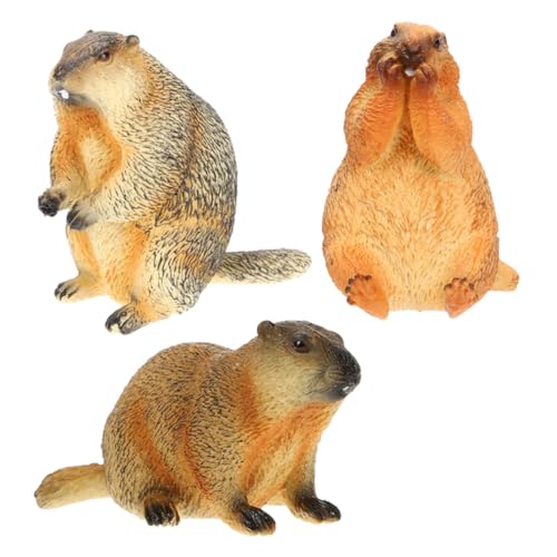 Gatuida 3 Stück Realistische Teiliges Groundhog Figurine Simulation Tiermodell mit Glatten Kanten Sicher für Geeignet als Desktop Dekoration und Lernspielzeug für Zuhause und Kindergarten von Gatuida