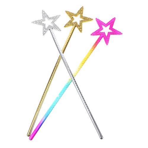 Gatuida 3 Stück Sternen Zauberstäbe für Magische Feen Requisiten für Partys Hochzeiten Halloween Rollenspiele Bunte Glitzernde Prinzessinnen Zauberstäbe für Unvergessliche von Gatuida