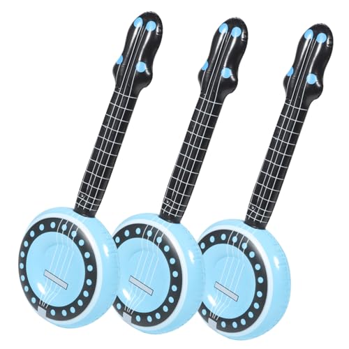 Gatuida 3 Stück Teiliges Aufblasbares Banjo Musikinstrument PVC Lustiges Partyzubehör für Bühnenrequisiten Geburtstagsfeier Geschenkidee Musikinstrumente von Gatuida