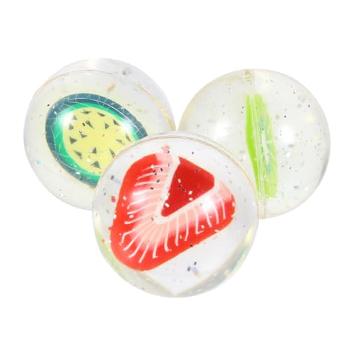 Gatuida 3 Stück Teiliges Bunte Gummibälle mit Fruchtigem Muster Springende Hüpfbälle aus Langlebigem Kindersicheres für Drinnen und Draußen Freizeit und Partyspielzeug von Gatuida