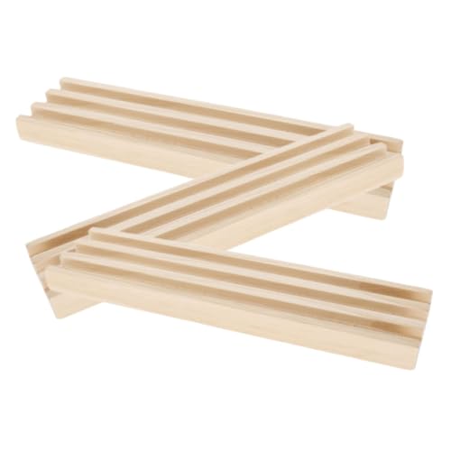 Gatuida 3 Stück Teiliges Domino Rack aus Kiefernholz mit Rutschfesten Pads Vielseitiger Spielkartenhalter und Organizer für Mexican Train Domino Tabletts und Desktop Spielzubehör von Gatuida