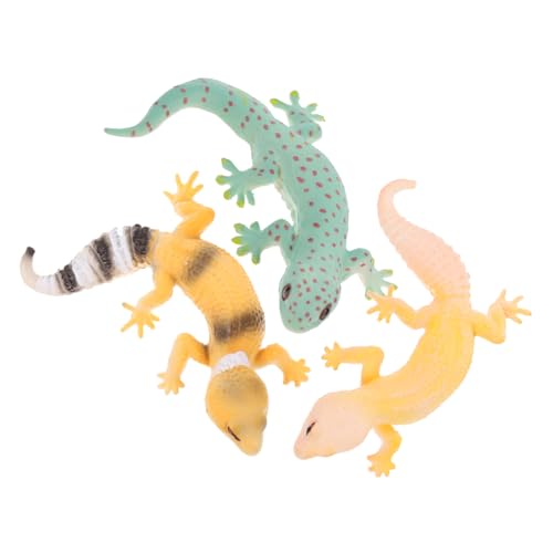 Gatuida 3 Stücke Realistische Gecko Figuren Künstliche Reptilien Dekoration für Kinder Lernspielzeug für Partys und Miniatur Reptilienmodelle von Gatuida