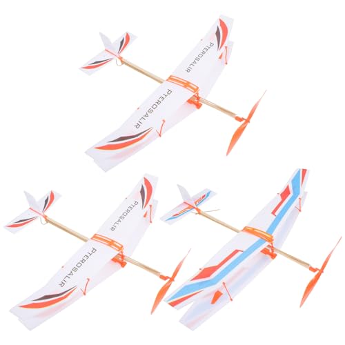 Gatuida 3 Stück Gummibandflugzeug Spielzeug für Kinder Schaumstoff Segelflugzeug Wurfspielzeug für Outdoor Aktivitäten von Gatuida