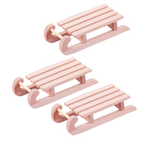 Gatuida 3 Stück Teiliges Holzschlitten Modellset für Puppenhaus DIY Weihnachtsdeko Naturbelassene Miniatur Schlitten mit Glatter Oberfläche Robustes Holzspielzeug für Kreative von Gatuida