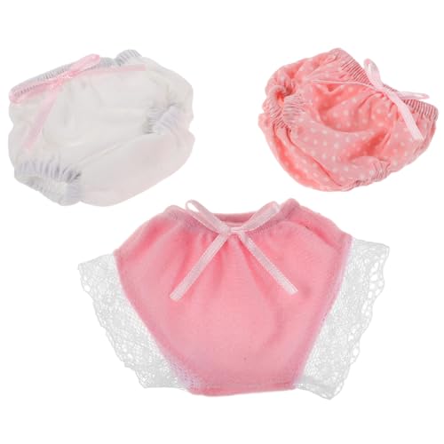 Gatuida 3 Stück Teiliges Set Wiederverwendbare Puppenwindeln für Babypuppen Passgenaue Unterwäsche Weiß mit Punkten und Spitzen Sichere und Leichte Accessoires von Gatuida