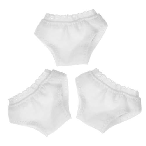 Gatuida 3 Stück Wiederverwendbare Puppenunterwäsche aus Niedliche Mini doll Panties in Weiß Passende Unterhosen für Puppenzubehör Puppenzubehör für Fantasievolles Rollenspiel von Gatuida