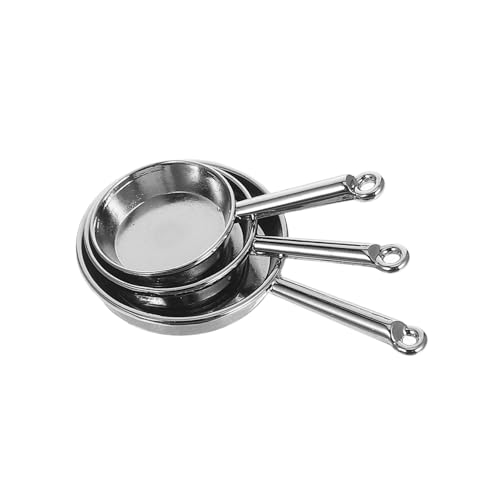 Gatuida 3 Stücke Metallische Mini Pfanne Set für Realistische Kochutensilien für Fantasievolles Spiel und Lernen für Puppenhausdekorationen von Gatuida