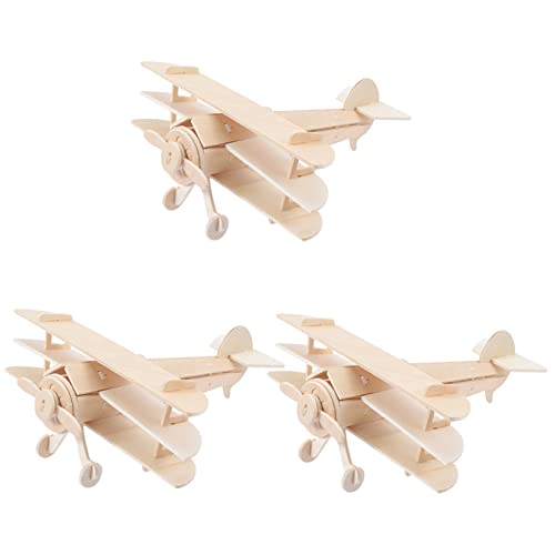 Gatuida 3 Teiliges 3D Puzzle Aus Holz Farbe Konstruktion Modellflugzeug Kinderflugzeug Flugzeug Basteln Für Lernsets Kinderspielzeug 3D Puzzle Aus Holz Modell DIY von Gatuida