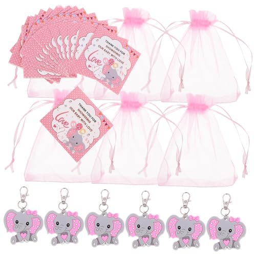 Gatuida Baby Shower Elefant Schlüsselanhänger Set Baby Shower Schlüsselanhänger Dankesanhänger Organzabeutel Partyzubehör von Gatuida