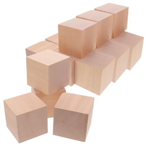 Gatuida 30 Stück Teiliges Quadratische Holzwürfel aus Natürlichem Kiefernholz Sichere Blank Wooden Cubes für DIY Bauklötze Pädagogisches zur Kreativitätsförderung und Feinmotorik von Gatuida