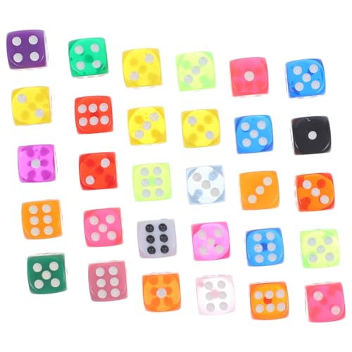 Gatuida 30 Stück Teiliges Transparente Siebenfarbige Resin Würfel mit Sechs Seiten Spielwürfel für Brettspiele Party Accessoires und Spielzubehör Vielseitige Spielwürfel für Familien und von Gatuida