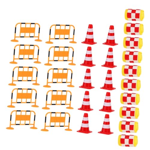 Gatuida 30 Stück Verkehrsspielzeug Kognitives Mini Straße Babyspiel Verkehrszeichen Straßensperren Verkehrszeichen Verkehrszeichen Modelle Simulation Verkehrszeichen von Gatuida