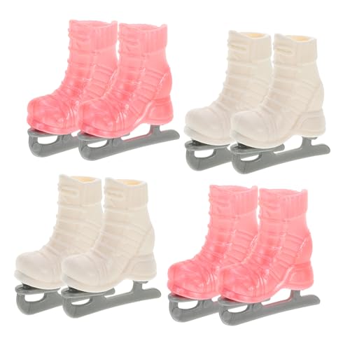 Gatuida 4 Paare Miniatur Eislaufschuhe für Puppen Rollschuhe aus Strapazierfähigem für DIY Bastelprojekte und Puppenhauszubehör Fördert die Kreativität von Gatuida