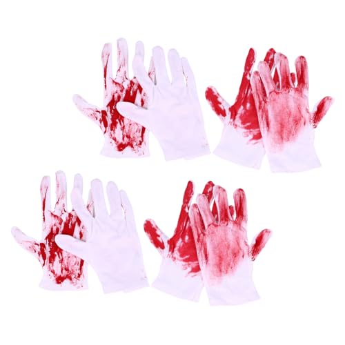 Gatuida 4 Paare Weiße Blutige Handschuhe Halloween Accessoires Weiche Strickhandschuhe Vampir Slasher Zombie Kostüm Requisiten für Horrorpartys und Haunted House Gatuida 4 Paare Weiße Blutige Handschuhe Halloween Accessoires Weiche Strickhandschuhe Vampir Slasher Zombie Kostüm Requisiten für Horrorpartys und Haunted House von Gatuida