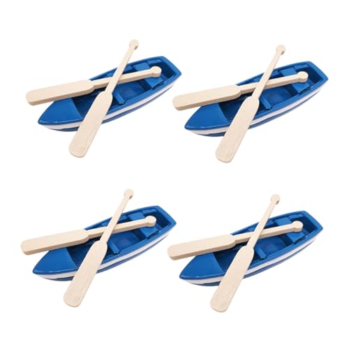 Gatuida 4 Sätze Mini Holzboote mit Ruder DIY Materialien Miniatur Deko für Strand und Puppenhaus Handgefertigte Holzboot Dekoration für Garten und Meeresszene von Gatuida
