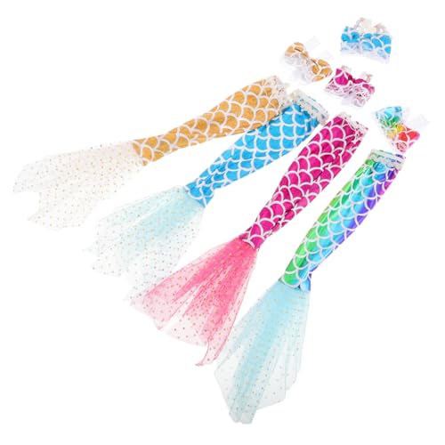 Gatuida 4 Sätze Puppenkleidung für Puppen Teiliges Meerjungfrauenkleid mit Glitzer und Bunten Accessoires Gelb und Blau von Gatuida