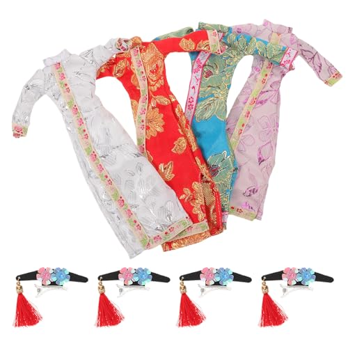 Gatuida 4 Sets Puppen-Cheongsam-Outfit-Accessoires – Schönes Kleid im chinesischen Stil für 30 cm große Puppen – zum Kostümspiel – dekorative Spielzeugkleidung von Gatuida