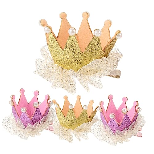 Gatuida 4 Stück Haarklammern mit Krone Niedliche Haaraccessoires für Mädchen Handgefertigte Deko für Geburtstagsfeiern und Bequem für Besondere Anlässe Zufällige Farbe Zufällige Farbe von Gatuida