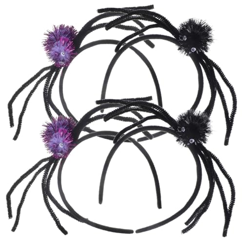 Gatuida 4 Stück Halloween Spinnen Stirnbänder Lustige und Gruselige Kostüm Accessoires für Halloween Partys Vielseitige Fotodekoration und Cosplay Material Schwarze und Spinne von Gatuida