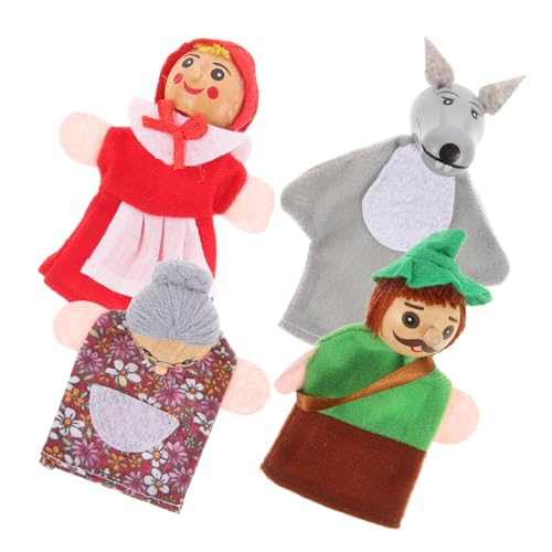 Gatuida 4 Stück Holzige Tierpuppenpuppe Kind Mini Zeigen Puppenfinger Finger-Handpuppen Fingerpuppe Stoff von Gatuida