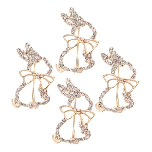 Gatuida 4 Stück Kaninchen Brosche Hasen-broschen Und Anstecknadeln Brosche Stifte Bogen Vintage-pins Lustige Anstecknadeln Für Den Rucksack Hasen-accessoires Osterstifte Golden Legierung von Gatuida