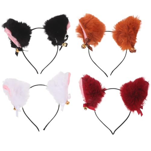 Gatuida 4 Stück Katzen-Fuchspelzohren-Haarreif für Halloween, Cosplay, mit Schleife und Glocke, für Kostüme, Kopfbedeckungen, Party, Kostüm, Haarband für Mädchen, Erwachsene, Jungen Gatuida 4 Stück Katzen-Fuchspelzohren-Haarreif für Halloween, Cosplay, mit Schleife und Glocke, für Kostüme, Kopfbedeckungen, Party, Kostüm, Haarband für Mädchen, Erwachsene, Jungen von Gatuida