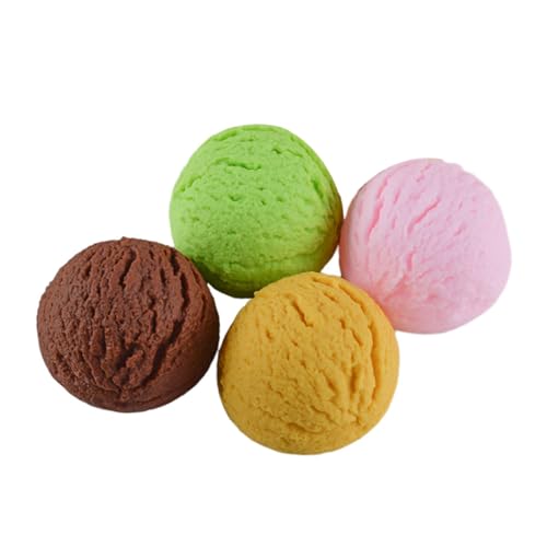 Gatuida 4 Stück Künstliche Eiscreme Kugeln Bunte Imitation Dessert Modell Deko Requisiten Fotografie Prop für Laden Schaufenster und Heimdekoration von Gatuida