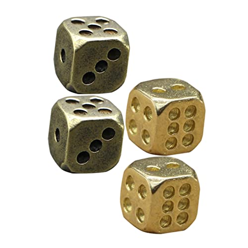 Gatuida 4 Stück Messingwürfel Riesige Würfeldekorationen Sechs Dekorative Knochenfarben Spielwürfel Vintage Würfelspiel Partyspiele Ornament Messing Requisiten Spielzubehör von Gatuida