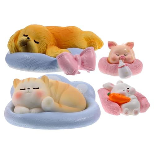 Gatuida 4 Stück Mikrolandschaft Tierfigur Dekoration Landschaft Tierfigur Puppenhaus Tiere Dekoration Figur Hase Winzige Terrarium Tierstatuen Blumentopf Kaninchen Figuren Harz von Gatuida