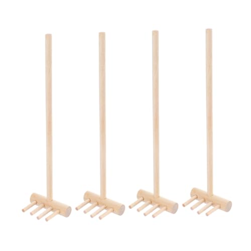 Gatuida 4 Stück Mini Holzrechen für Sandkasten Robuste Gartenwerkzeuge zur Dekoration von Mikrolandschaften und DIY Projekten für Sandspielzeug und Schreibtischgarten von Gatuida
