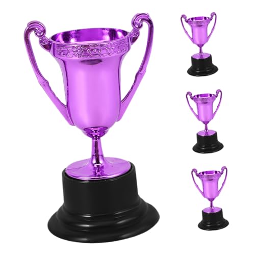 Gatuida 4 Stück Mini-Trophäe plastikbecher Party Dekoration Dekorative Tischdeko Trophäen für Spiele -Trophäen Mini -Trophäe Kleiner Trophäenbecher aus Kunststoff Violett von Gatuida
