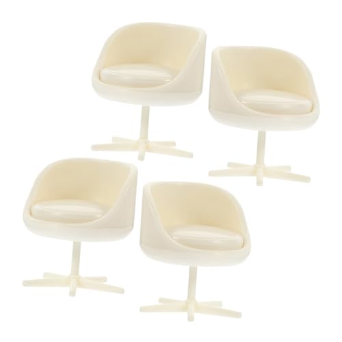 Gatuida 4 Stück Miniatur Drehstuhl Modell Dekorativer Puppenhaus Stuhl Modernes Design Stilvoller Mini Möbelstuhl für Sandtisch und Puppenhaus Desktop Dekoration von Gatuida