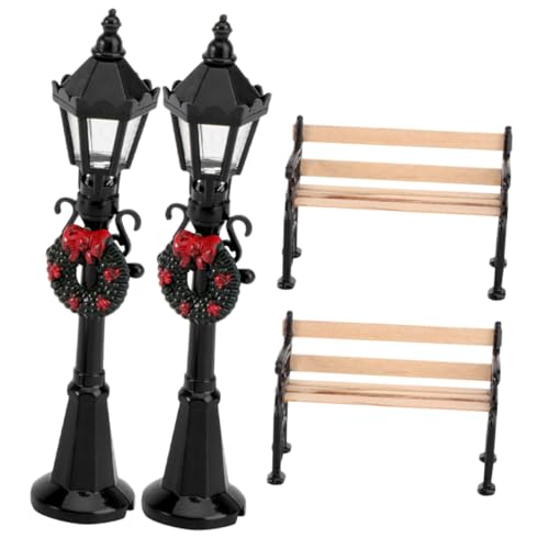 Gatuida 4 Stück Miniatur Straßenlaterne und Bank Set Teiliges Miniatur Möbel Zubehör Realistische Puppenhaus Außenbeleuchtung und Sitzgelegenheit für DIY Mini Häuser Langlebig und Gatuida 4 Stück Miniatur Straßenlaterne und Bank Set Teiliges Miniatur Möbel Zubehör Realistische Puppenhaus Außenbeleuchtung und Sitzgelegenheit für DIY Mini Häuser Langlebig und von Gatuida