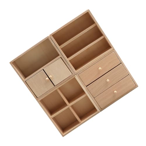 Gatuida 4 Stück Miniaturmöbel Set aus Holz Teiliges Puppenhaus Zubehör Realistische Miniatur Bücherregale und Schränke für DIY Dollhouse Vielseitige Verwendung Dekoration und Modellbau von Gatuida