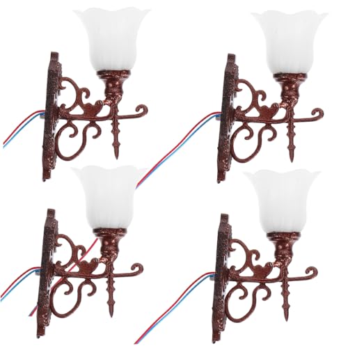 Gatuida 4 Stück Modell Wandleuchte drinnen klein leichtes DIY Miniaturhaus Modellbau Zubehör Szenendekoration sandtisch selber Machen Mini-Hauswandlampe Miniaturlampe Abs von Gatuida
