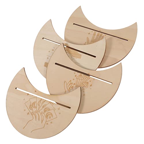Gatuida 4 Stück Mondförmige Tarotkartenständer aus Holz Tarot Altar Halter für Wahrsagung und Meditation für Anfänger und Profis von Gatuida