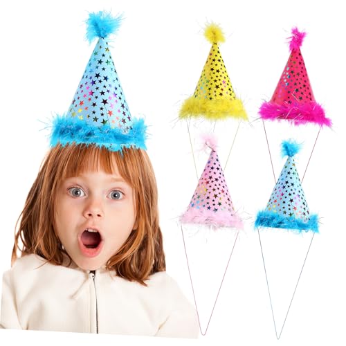Gatuida 4 Stück Partyhut Aus Papier Kegelhüte Geburtstagskegelhut Bunte Partyhüte Mädchenhut Geburtstagsparty-kappe Süße Partyhüte Winzige Hüte Party-foto-requisite Geburtstagsfeier Stoff von Gatuida
