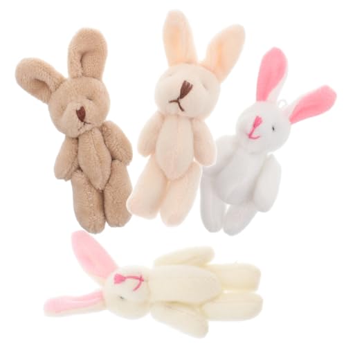 Gatuida 4 Stück Plüschtier süße Schlüsselanhänger Kaninchen Stofftier Hase Puppe Dekoration Kunsthandwerk zur Herstellung von Hasenornamenten Mini kurzer Plüsch von Gatuida