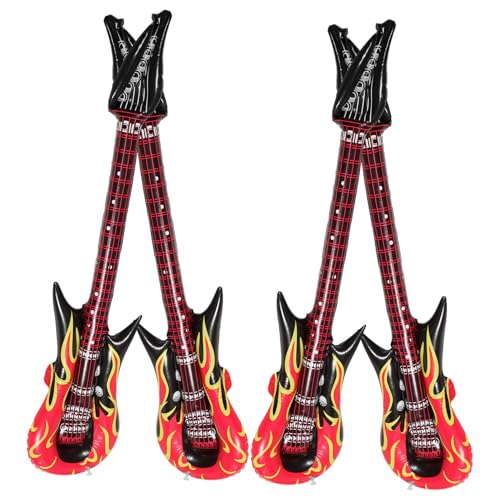 Gatuida 4 Stück Teiliges Aufblasbares Gitarren aus Robustem PVC Wiederverwendbares Poolspielzeug für Bunte Luftgitarren als Partydeko und Musikinstrumenten für Mädchen von Gatuida