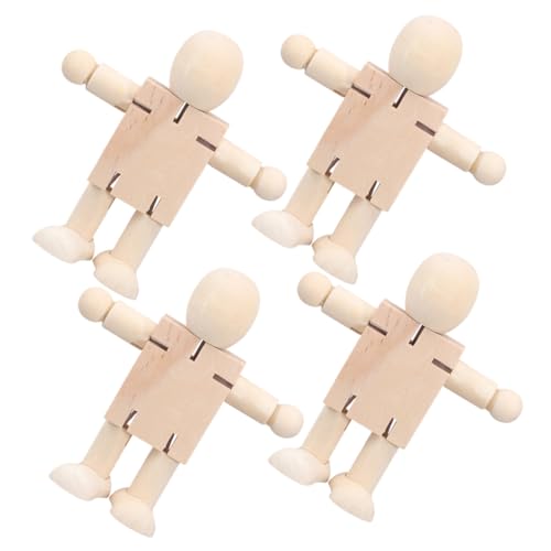 Gatuida 4 Stück Teiliges DIY Holzroboter Kleine Unvollendete Holzfiguren Stabile Holzpuppen zum Bemalen Kreative Bastelspielzeuge Glatte Oberfläche Langlebige Tischdekoration von Gatuida