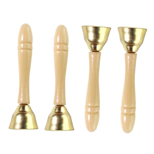 Gatuida 4 Stück Teiliges Holzschellen mit Griff Kinderfreundliches Musikspielzeug Pädagogisches Percussion Instrument Leicht Sicher und Fördernd für Hand Auge Koordination bei von Gatuida