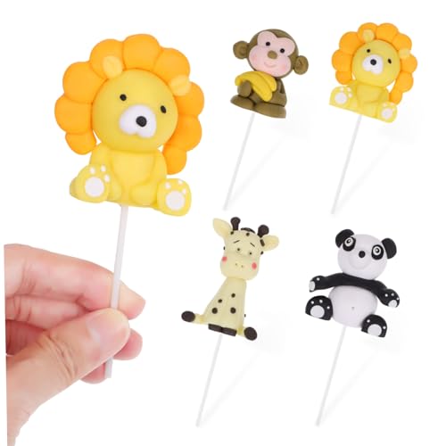 Gatuida 4 Stück Teiliges Jungle Animal Cake Picks aus Niedliche Waldtiere Panda Affe Giraffe Tortendeko für Kindergeburtstag Platzsparende Deko für Jungle und Waldthemenfeiern von Gatuida