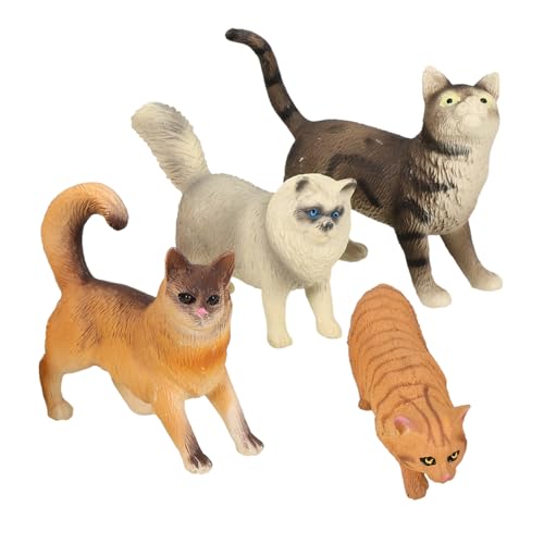 Gatuida 4 Stück Teiliges Kleine Cartoon Katzenmodelle aus Robustem Kunststoff Leichte Tischdekoration für Kreativen und Sammeln von Gatuida
